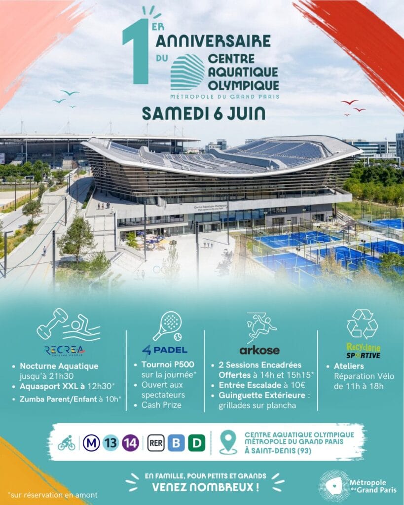 Affiche 1 an Centre Aquatique Olympique Métropole du Grand Paris.jpg