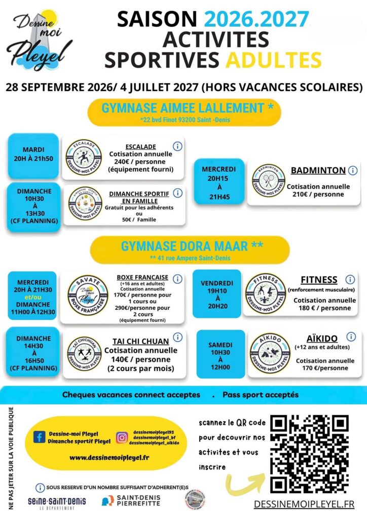 Programme des activités 2026-2027 Dessine-moi Pleyel